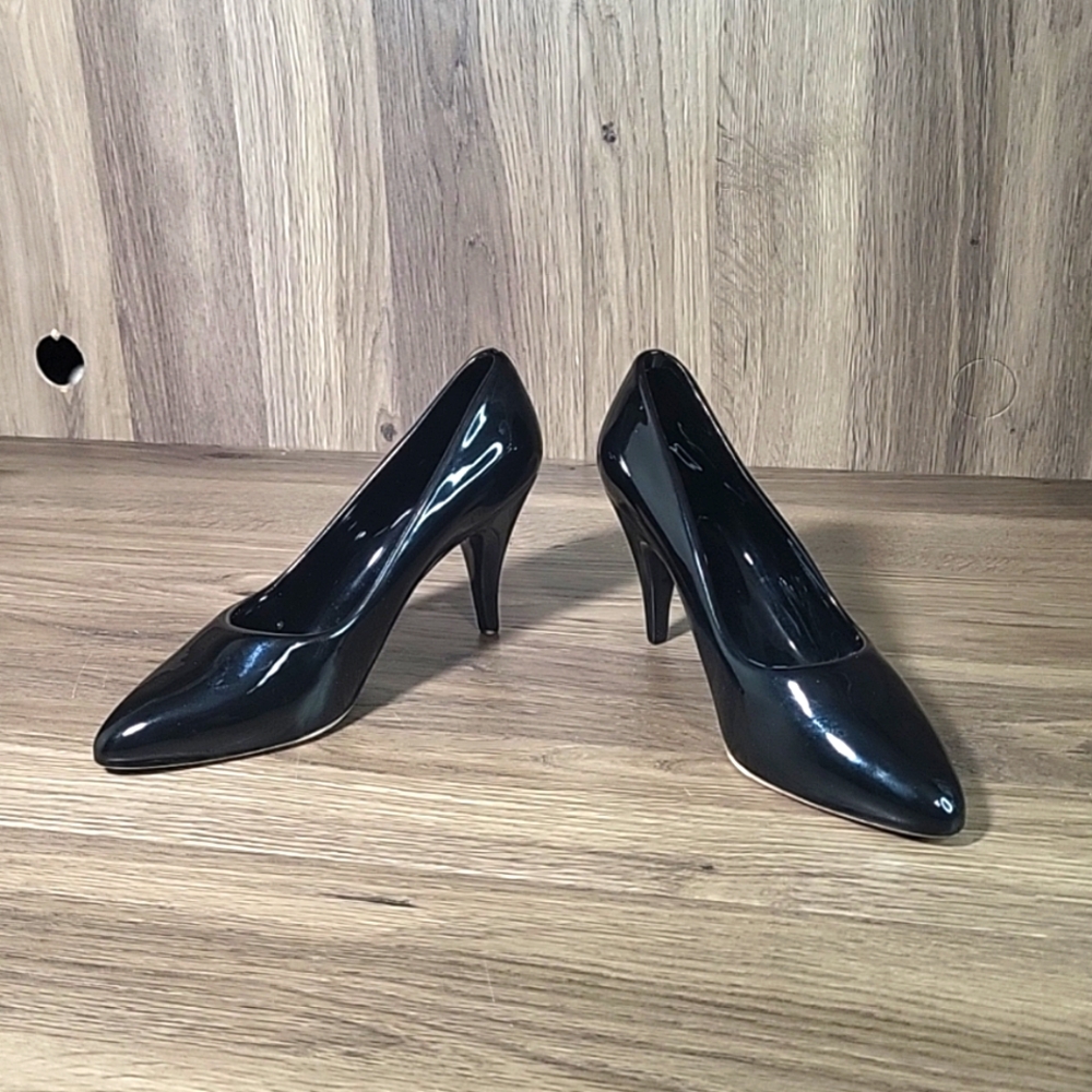 Vintage L & L Dallas TX Black Pump High Heel Shoes Vase Planter Ceramic Pottery